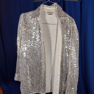 Simrin White Sequin Jacket Shirt  (lowest price - firm) LAST CHANCE